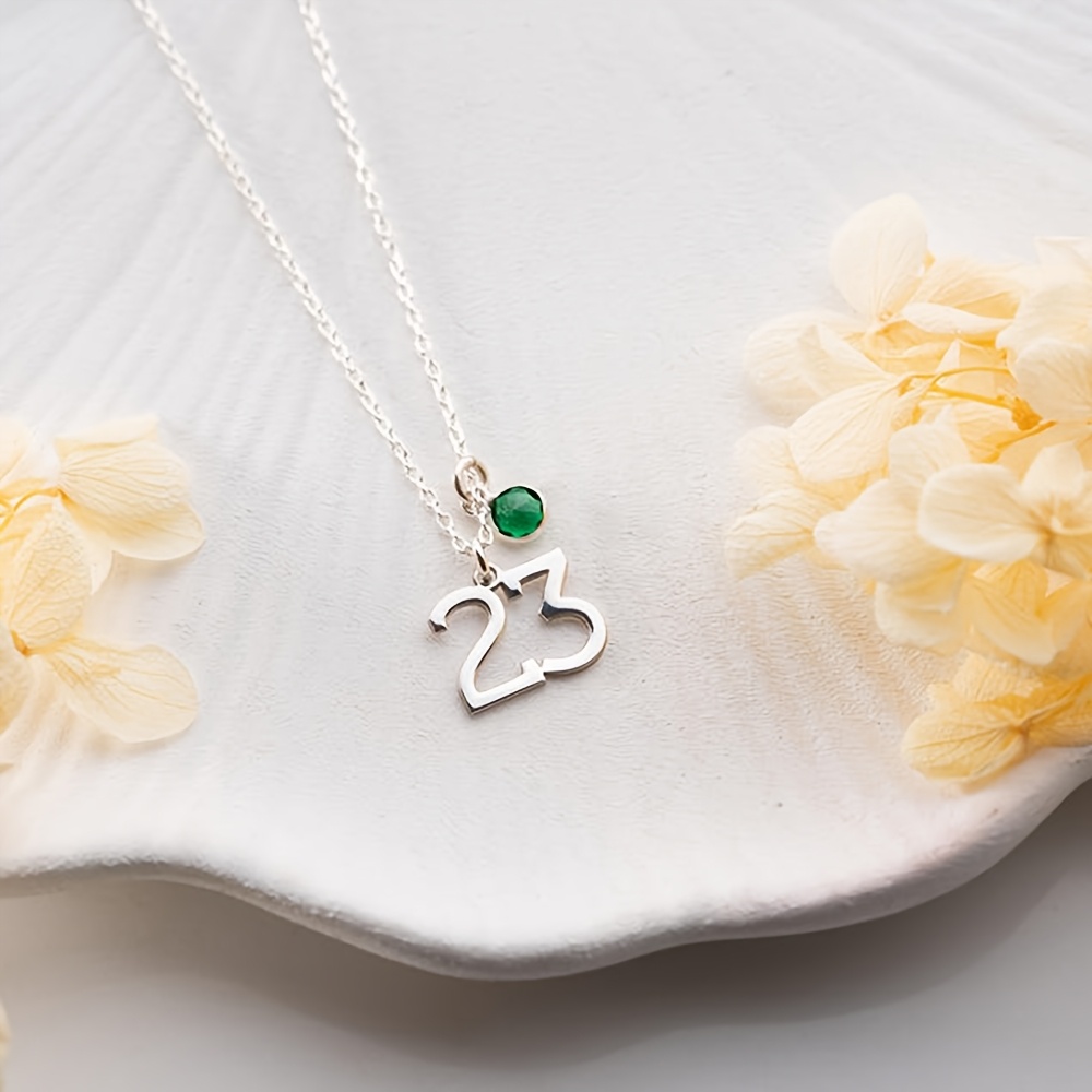 Personalized Digital Birthstone Necklace, Elegant Minimalist Design
